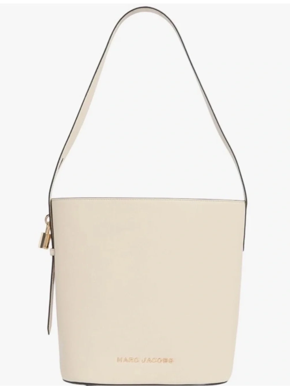 New Marc Jacos Drifter Large Pebbled Leather Bucket Shoulder Bag -Marshmal